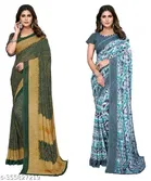 Designer Printed Georgette Saree for Women, Pack of 2 