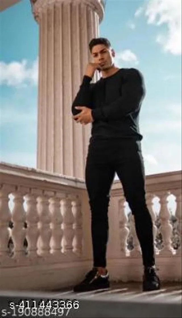Denim Slim Fit Jeans for Men (Black, 32)