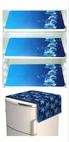 Knit Printed Fridge 3 Pcs Mat with Top Cover 