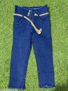 Denim Solid Jeans for Girls (Navy Blue, 3-4 Years)