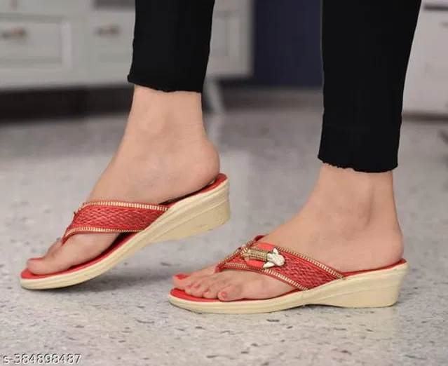 Heels for Women (Red & Beige, 5)