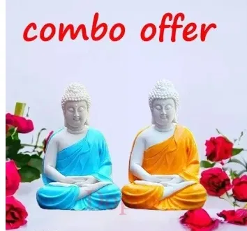 Resin Buddha Idol (Blue & Orange, Pack of 2)