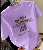 Cotton Blend Printed T-shirt for Women, Purple 