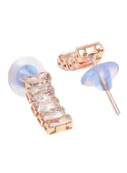 Minimalist Silver Crystal Necklace and Stud Earrings Set