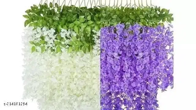 Polyester Artificial Hanging Flower Garlands (Multicolor, Pack of 12)