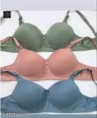 Cotton Solid Bra for Women & Girls, Multicolour, Pack of 3 