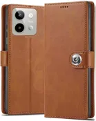 Artificial Leather Mobile Flip Cover for LAVA Storm Lite 5G (2025) (Brown)