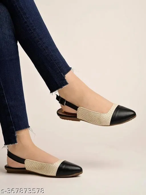 Solid Comfort Ballerinas for Women (Black, IND-9)