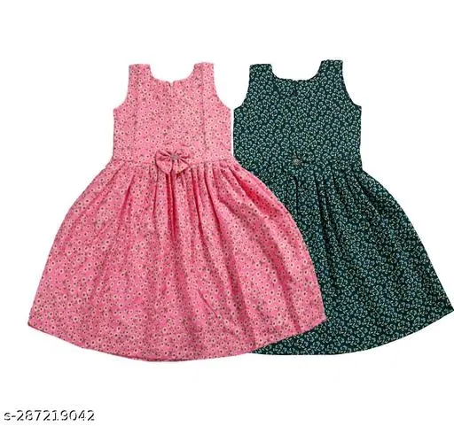 Pack Of 2 Frocks & Dresses for Girls (Pink, 3-4 Years)