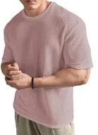 Round Neck Solid T-Shirt for Men (Pink, M)