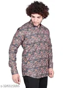 Cotton Blend Printed Short Kurta for Men, Multicolor 