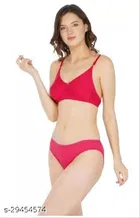 Cotton Blend Solid Lingerie Set for Women 