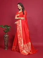 Silk Woven Design Saree for Women, Red 