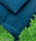 Georgette Solid Saree for Women, Blue 