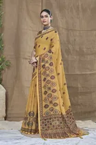 Silk Woven Design Saree for Women, Mustard 