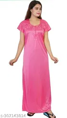 Trendy Satin Nightdress for Women, Pink 