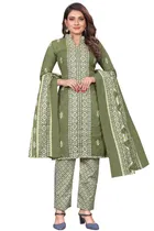 Cotton Suit Fabric with Dupatta for Women 