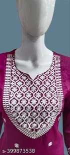 Rayon Slub Embroidered Kurti for Women 