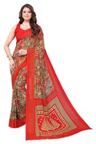 Women Georgette Printed Saree With Unstitched Blouse 