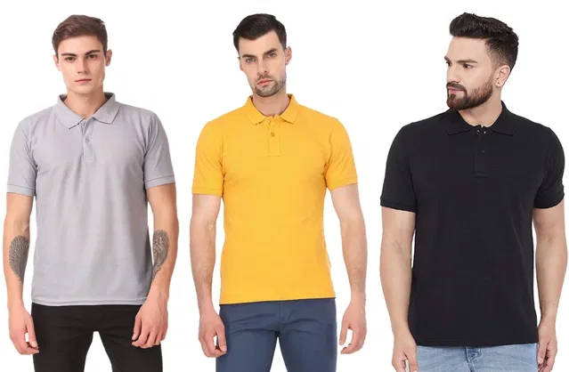 Polo T-shirts for Men, Pack of 3 (Multicolor, XXL)