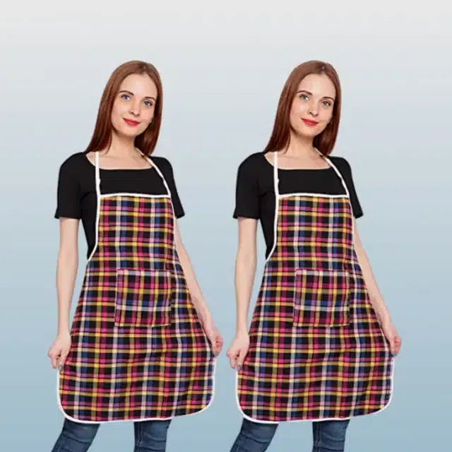 Cotton Kitchen Aprons (Multicolor, Pack of 2)