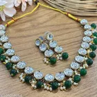 Kundan Pearl Beaded Jewellery Set for Women, Green