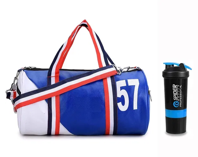 Polyester Printed Gym Bag with Shaker Bottle (500 ml) for Men & Women (Multicolor, Set of 1)