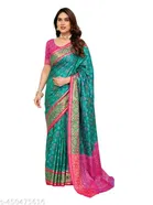 Ajrak Patola Soft Litchi Silk Kanjivaram Banarasi Silk Saree for Women 