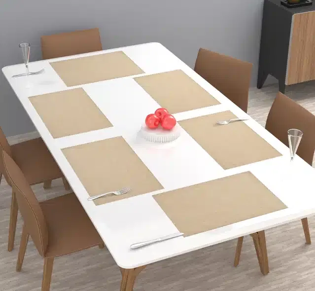 Knit Dining Table Placemats (Beige, Pack of 6)