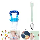 Combo of Silicone Double-Head Feeding Spoon & Fruit Nibbler for Baby (Multicolor, Set of 2)