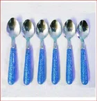Stainless Steel Spoons with Plastic Handle (Multicolor, Pack of 6)