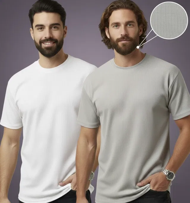 Polyester Round Neck T-shirt for Men, Multicolour, Pack of 2 (XL)