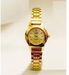 Stainless Steel G-002 Analog Watch for Women & Girls (Gold)