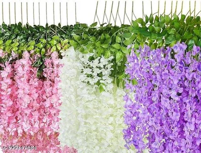 Plastic Artificial Flower (Multicolor, Pack of 12)