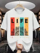 Polyester Printed Half Sleeves T-Shirts For Men, White 