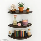 Wooden Triple Layer Wall Shelves For Home, Brown