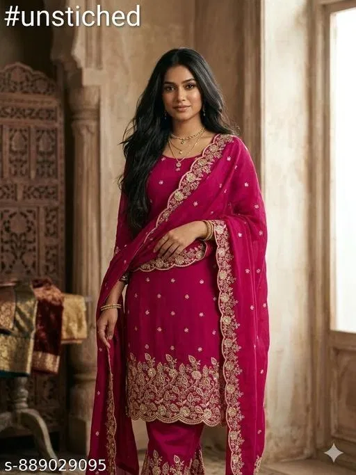 Embroidered Pakistani Suits Semi-Stitched Suits (7.05 meter for Women (4XL)
