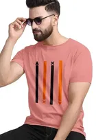Men's Round Neck Printed T-Shirts - Pack of 2, Peach & Yellow, XL