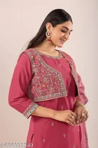 Designer Kurti Pant Jacket Dupatta Set for Women 