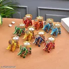 Metal Handcrafted Elephant Shaped Candle Holders (Multicolor, Pack of 10)
