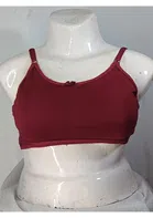 Cotton Solid Non-Padded Sports Bra for Women (Maroon, 28)