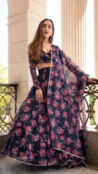 Georgette Semi Stitched Lehenga Choli for Women 