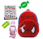Combo of Fabric School Bag, Water Bottle with All in One Book for Kids 