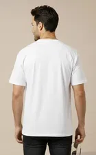 Polyester Printed T-shirt for Men, White 