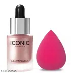 Face Highlighter (15 ml) with Makeup Blender (Multicolor, Set of 2)