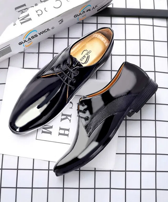 Lace Up Formal Shoes for Men (Black, 7)