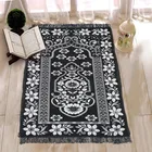 Chenille Handcrafted Muslim Islamic Prayer Mat (Black & White)