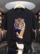 Polyester Printed Half Sleeves T-Shirts For Men, Black 
