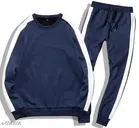 Fleece Full Sleeves Tracksuit for Men (Navy Blue, S)