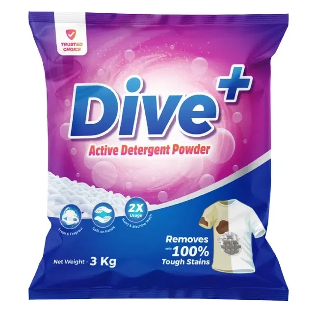 डाइव+ एक्टिव डिटर्जेंट पाउडर 3 kg